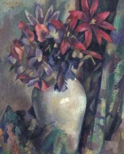 Still Life With Flowers Oil Painting by Mark Gertler