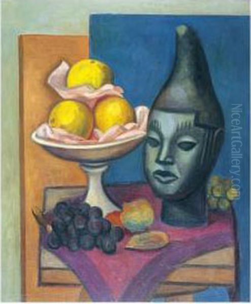 Still Life With Benin Head Oil Painting by Mark Gertler