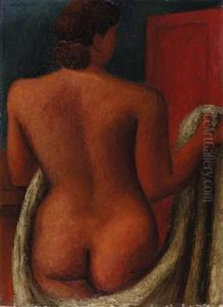 The Back; Standing Nude Oil Painting by Mark Gertler