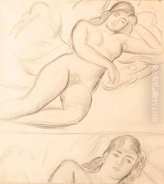 Reclining Female Nude Oil Painting by Mark Gertler