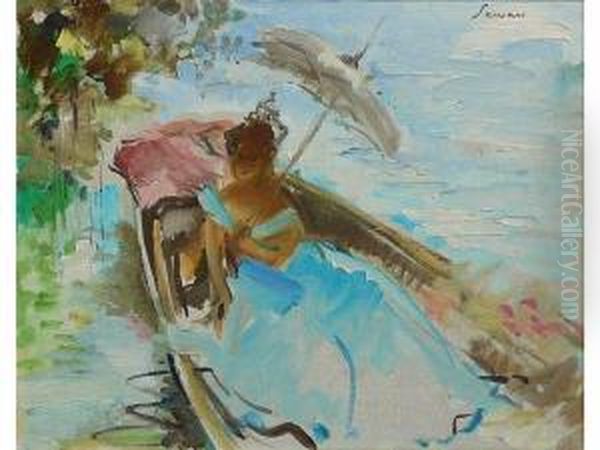 Promenade En Canot Oil Painting by Paul Jean Gervais