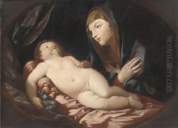 The Madonna And Child, In A Feigned Oval Oil Painting by Francesco Giovanni Gessi