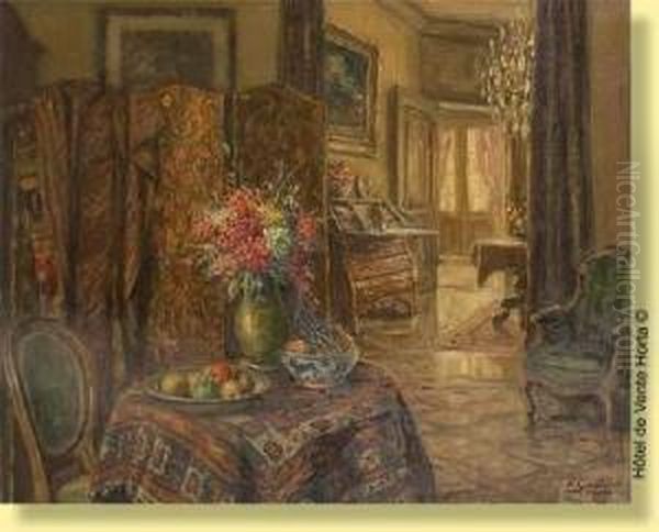 Interieur Fleuri Oil Painting by Albert Geudens