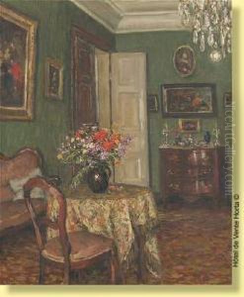 Interieur Fleuri Oil Painting by Albert Geudens