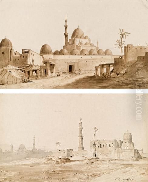 Mappe Mit 10 Anischten Aus Dem 
Orient: Siout In Ob. Egypten, Moschee, Esneh In Ober Egypten Oil Painting by Alexius Geyer