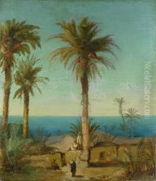 Orientalische Kuste Mit Palmen Oil Painting by Alexius Geyer