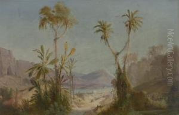 Orientalische Stadt An Einem Gewasser Oil Painting by Alexius Geyer