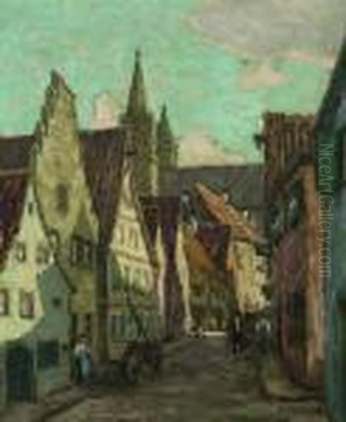 Gasse In Rothenburg. Oil Painting by Fritz Geyer