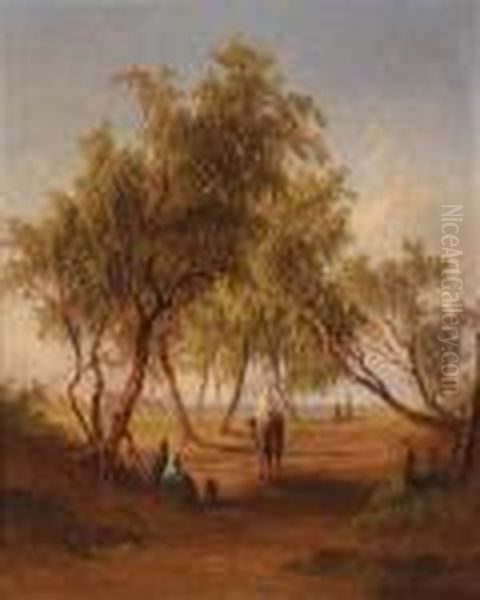 Oriental Rideroutside A City Oil Painting by Georg Geyer