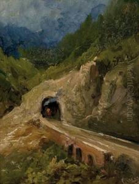 Semmeringtunnel Oil Painting by Georg Geyer