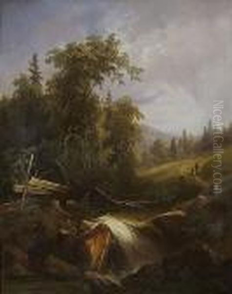 Paisaje Con Cascada Oil Painting by Georg Geyer