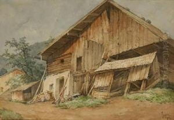 Bauernhaus Bei
 Schladming. Oil Painting by Georg Geyer