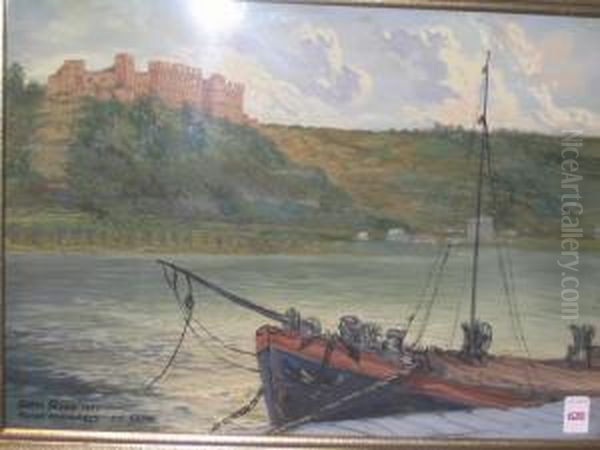 Geyer, Austrian Ruine Rheinfels, St. Goar Oil Painting by Georg Geyer