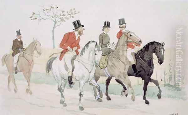 The Rivals, (numbers one, two and three cartoon sketches) Oil Painting by Randolph Caldecott