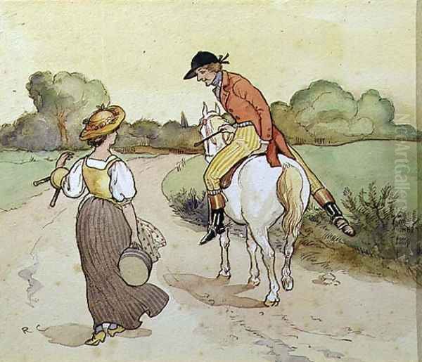 'Where are you going to, My Pretty Maid?' Oil Painting by Randolph Caldecott