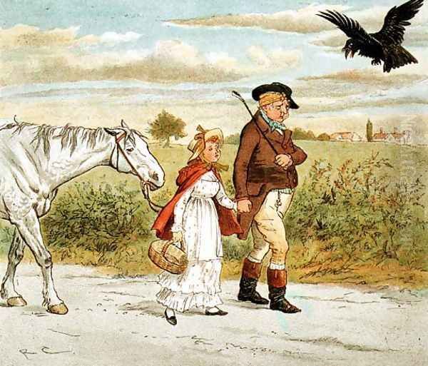 The Farmer with a bandaged head from 'A Farmer went trotting upon his grey mare' Oil Painting by Randolph Caldecott