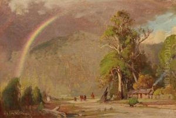 Landscape With Rainbow Oil Painting by Robert Edgar Taylor Ghee