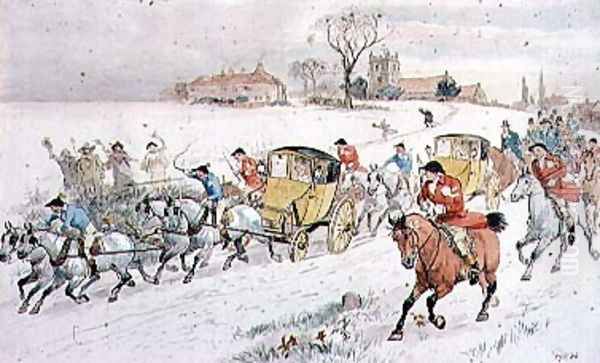 Diana Wood's Wedding- returning from Church Oil Painting by Randolph Caldecott