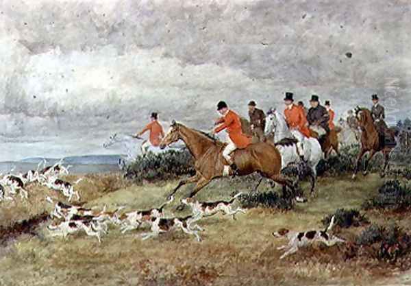 Fox Hunting in Surrey Oil Painting by Randolph Caldecott