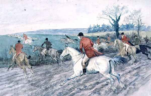 Fox Hunting- Full Cry Oil Painting by Randolph Caldecott