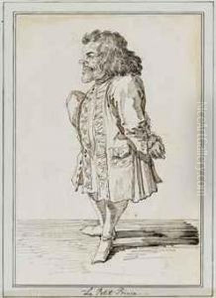 Le Petit Prince: Portrait 
Caricature Of A Man, Wearing A Frock Coatand Holding A Tricorn Hat Under
 His Arm Oil Painting by Pier Leone Ghezzi