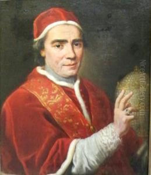 Portrait Of A Pope, Said Tobe Pius Vi (reigned 1775-1799) Oil Painting by Pier Leone Ghezzi