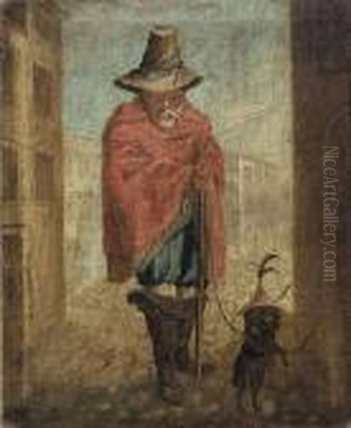 Two Beggars. Apair Oil Painting by Pier Leone Ghezzi