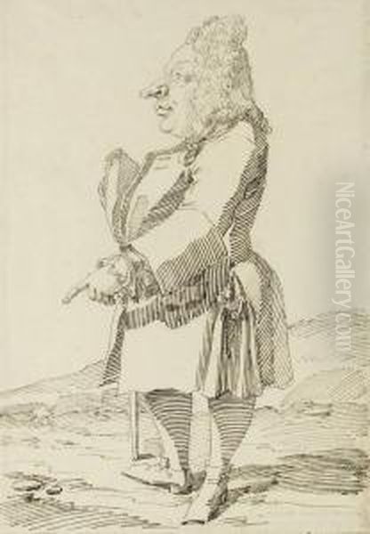 Caricature Of Baron Monbira Oil Painting by Pier Leone Ghezzi