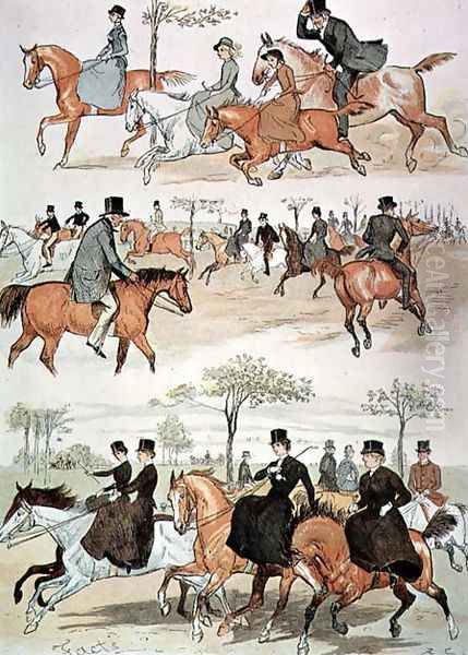 Riding Side-saddle Oil Painting by Randolph Caldecott