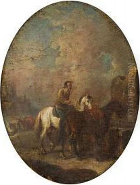 Cavaliere In Sosta Alla Fonte Oil Painting by Matteo Dei Pitocchi Ghidoni