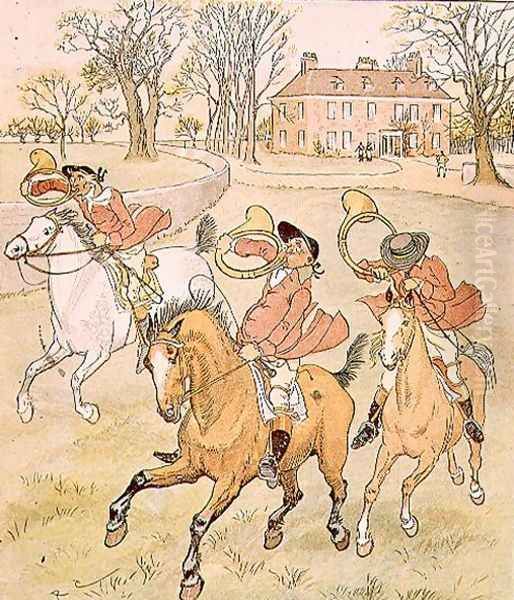 Three Jovial Huntsmen Oil Painting by Randolph Caldecott