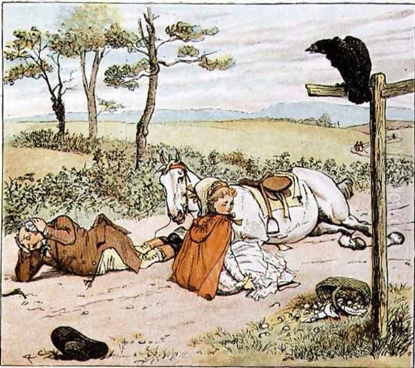 The Farmer on the ground, from 'A Farmer went trotting upon his grey mare' Oil Painting by Randolph Caldecott