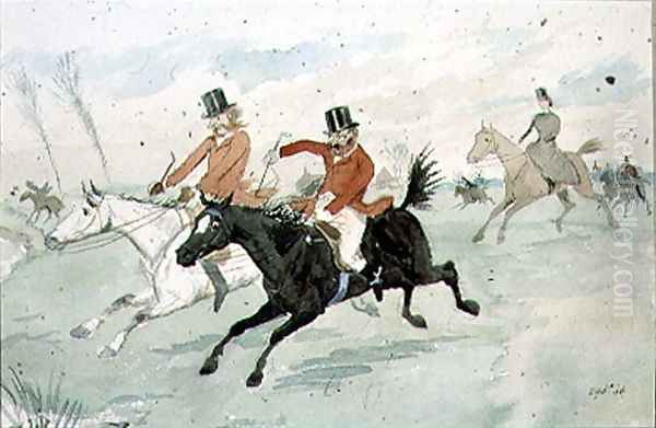 The Rivals Oil Painting by Randolph Caldecott