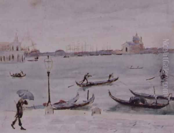 The Customs House and the Church of San Giorgio, Venice, Seen from the Piazzetta Oil Painting by Randolph Caldecott