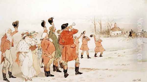 Saying Good-bye to the Bride, watercolour Oil Painting by Randolph Caldecott