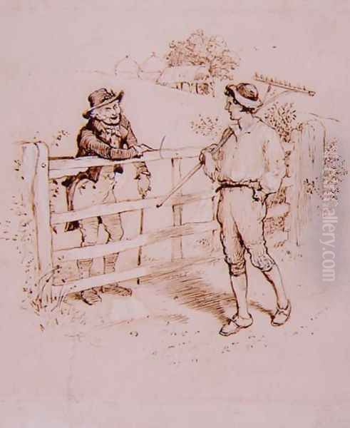 The Shepherd, illustration from 'Lancashire Sketches', 1881 Oil Painting by Randolph Caldecott