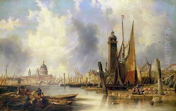 View of London with St. Paul's Oil Painting by James Wilson Carmichael