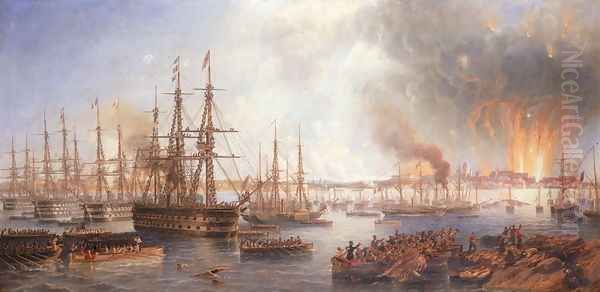 The Bombardment of Sveaborg, 5th August 1855, 1856 Oil Painting by James Wilson Carmichael