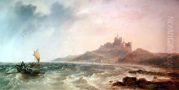 Bamburgh Castle Oil Painting by James Wilson Carmichael