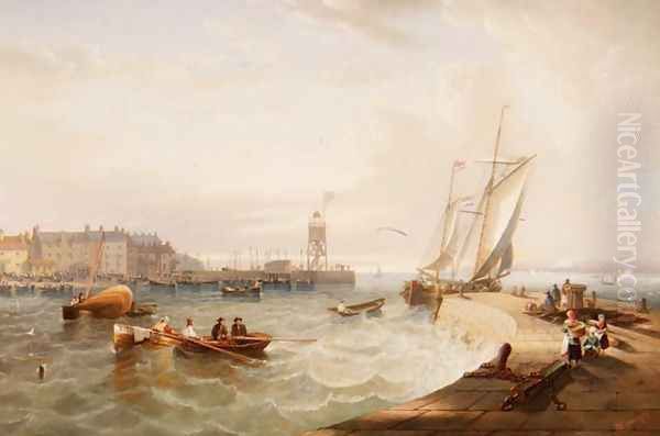 The Harbour at Hartlepool Oil Painting by James Wilson Carmichael