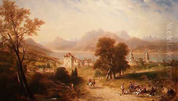 Lake Lucerne Oil Painting by James Wilson Carmichael