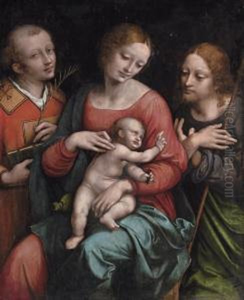 The Madonna And Child With Saint Stephen And Saint John Thebaptist Oil Painting by Giampietrino