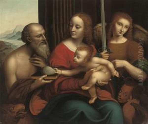 Madonna And Child With Saint Jerome And Saint Michael Oil Painting by Giampietrino