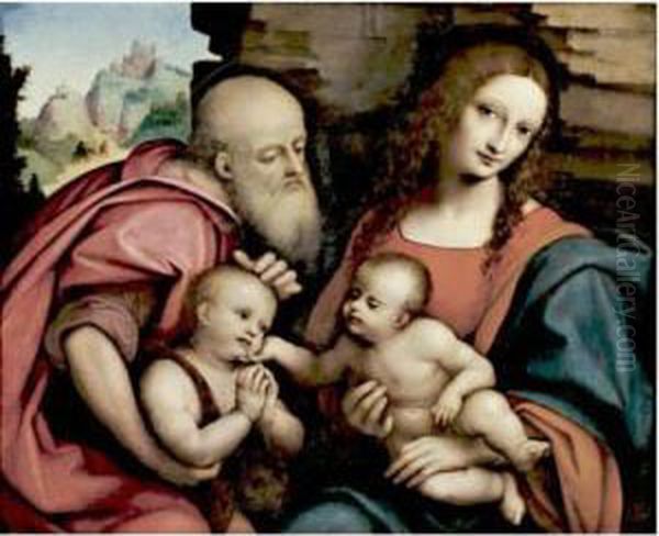 Holy Family With The Infant Saint John Oil Painting by Giampietrino