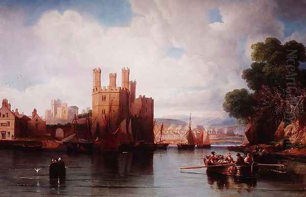 Caernarvon Castle Oil Painting by James Wilson Carmichael