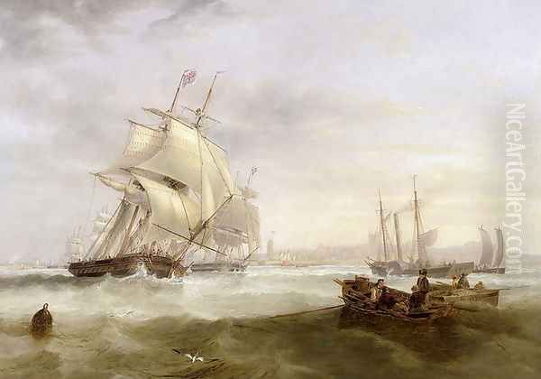 Shipping off Hartlepool Oil Painting by James Wilson Carmichael