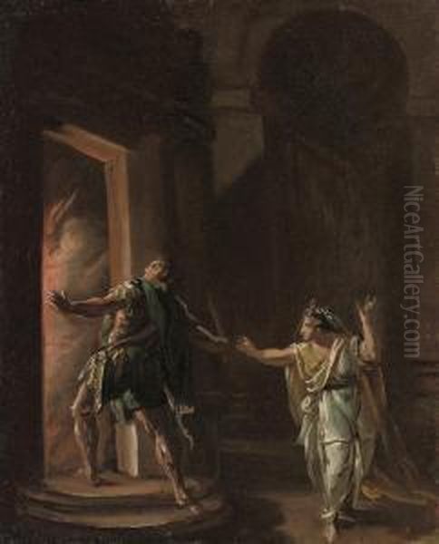 Aeneas With His Wife In Burning Troy Oil Painting by Felice Gianni