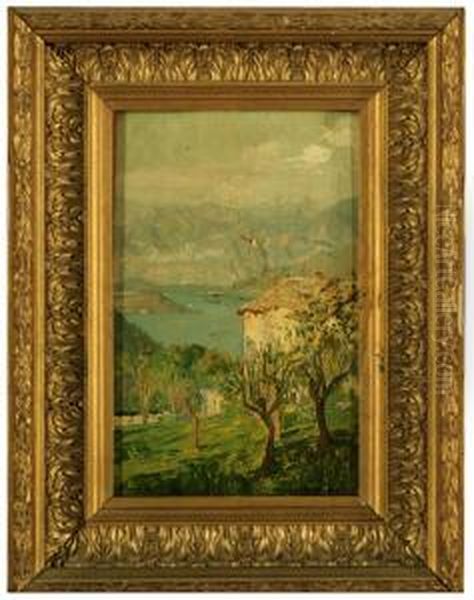 Casolare Con Lago Sullo Sfondo Oil Painting by Giovanni Giani