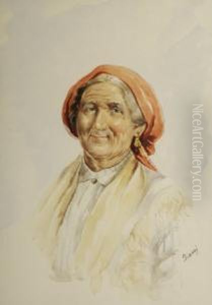 Lady With A Head Scarf Oil Painting by Giovanni Giani