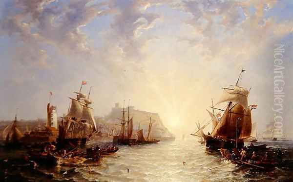 Shipping off Scarborough, 1845 Oil Painting by James Wilson Carmichael